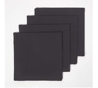 HOMESCAPES Serviette de Table en Tissu Coton, Lot de 4, Linge de Table uni, Noir 45x45 cm