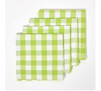 HOMESCAPES Serviette de Table en Tissu à Grands Carreaux Vichy, Lot de 4, Linge de Table en 100% Coton, Vert, Lavable et hypoallergénique