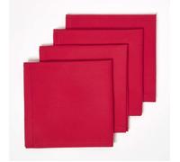 HOMESCAPES Serviette de Table en Tissu Coton, Lot de 4, Linge de Table uni, Rouge 45x45 cm