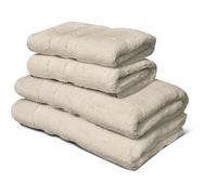 LOVELY HOME Lot de 4 serviettes Beige - 2 draps de bain 70x140 + 2 mains 50x100