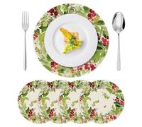 Lot De 4 Set De Table Rond pour Noel Set de Table noël Lavable 36cm noël Lot de Sets de Table Aquarelle de Noël AntidéRapant Tapis De Table pour Cuisine, Salon, Salle à Manger,Bar,Faire la fête (H)