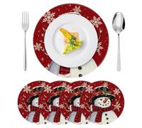 Lot De 4 Set De Table Rond pour Noel Set de Table noël Lavable 36cm noël Lot de Sets de Table Aquarelle de Noël AntidéRapant Tapis De Table pour Cuisine, Salon, Salle à Manger,Bar,Faire la fête (C)