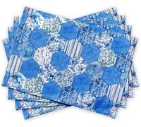 Lot de 4 sets de table bleus d'été 100 % coton pour la salle à manger, la cuisine, les mariages, le quotidien, les dîners, le printemps/l'été, Pâques (33 cm x 48 cm)