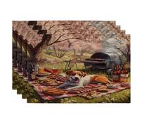 Lot de 4 sets de table de camping avec motif de chien Russell Terrier, 30,5 x 45,7 cm, motif imprimé chiot et barbecue pour la maison, le pique-nique, les vacances, la cuisine