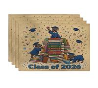 Lot de 4 sets de table en forme de chien Corso Congrats Grad Cane Corso, 30,5 x 45,7 cm, livres de dessin animé pour dîner, remise de diplôme, décoration de la maison et de la cuisine