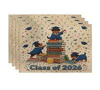 Lot de 4 sets de table en forme de chien Rottweilers Congrats Grad Rottweilers, 30,5 x 45,7 cm, motifs livres de dessin animé pour dîner, remise de diplôme, décoration de la maison et de la cuisine