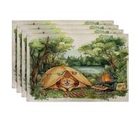 Lot de 4 sets de table imprimés imprimés pour chien Chow Chow - 30,5 x 45,7 cm - Motif tente de barbecue - Lavable - Pour salle à manger, vacances d'animaux domestiques, décoration de cuisine