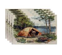 Lot de 4 sets de table lavables en forme de chien malinois belge printanier, 30,5 x 45,7 cm, tente de barbecue, décoration de cuisine