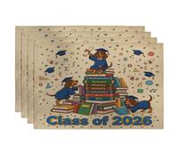 Lot de 4 sets de table motif chien coonhound Congrats Grad - 30,5 x 45,7 cm - Motif livres de dessin animé - Pour dîner, remise de diplôme, vacances, décoration de la maison et de la cuisine