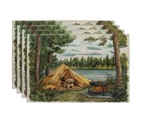 Lot de 4 sets de table motif chien Norfolk Terrier, 30,5 x 45,7 cm, tente de barbecue, impression lavable, pour salle à manger, vacances d'animaux domestiques, décoration de cuisine