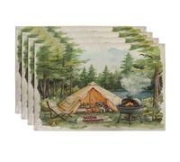 Lot de 4 sets de table motif chien schnauzer printanier, 30,5 x 45,7 cm, tente de barbecue lavable, pour salle à manger, vacances d'animaux domestiques, décoration de cuisine