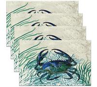 Lot de 4 sets de table, motif crabe, 45x30 cm, pour l'été