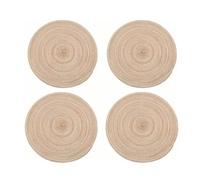 Lot de 4 Sets de Table Ronds en Jute, Tapis de Table épais Tissés à la Main Antidérapants, Tressage de Cuisine Résistant à la Chaleur Alternative aux Plaques Résistantes à la (Kaki)