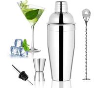 Lot de 4 shakers de bar en acier de 750 ml avec livre de recettes