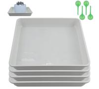 Lot De 4 Soucoupes Carrées De 30 Cm pour Pots De Moins De 26cm pour Pots De Fleurs D'intérieur Et D'extérieur - Plateau D'égouttement en Plastique pour Plantes en Pot (Blanc, 30 Cm)
