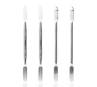 Lot de 4 spatules de laboratoire en acier inoxydable - Micro-spatules double face avec extrémités carrées et rondes, mini spatule en métal, spatule de laboratoire pour mélanges cosmétiques et