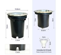 Lot de 4 Spots Encastrables Extérieurs GU10 IP67 Noir en Aluminium et Acier Inoxydable pour Jardin et Allée
