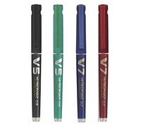 Lot de 4 stylo pilot V5 rechargeable bleu.noir.rouge.vert