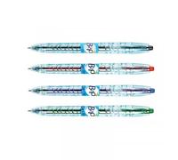 PILOT - Lot de 4 B2P Gel - Roller Rétractable et Rechargeable - Encre Gel - Confort d'Écriture - Begreen - Noir, Bleu, Rouge, Vert - Pointe Moyenne