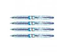 PILOT - Lot de 4 B2P gel - Roller Rétractable et Rechargeable, Fabriqué avec du plastique de bouteilles recy s - Encre gel, réel confort d'Écriture - Begreen - Bleu - Pointe Moyenne