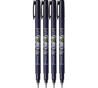Lot de 4 stylos pinceaux Tombow Fudenosuke, pointe dure couleur d'écriture noire