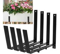 Lot de 4 supports de jardinière réglables en fer robuste pour jardinière - Support mural flottant pour balustrade, terrasse, fenêtre, mur, clôtures de jardin, patio, balcons