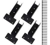 Lot de 4 supports de montage latéraux robustes pour poutres de 2 x 4 en acier au carbone pour tonnelle, patio, abri de jardin, noir