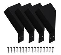 Lot de 4 supports de pergola robustes à 45 degrés pour fixation du bois - Connecteur de support d'angle en fer noir pour poutres en bois et tôle de solive - Idéal pour le matériel de tonnelle et les