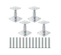 Lot de 4 supports de sol réglables en acier galvanisé de 10 à 15 cm, plaque de base résistante à la rouille pour planches en bois, poteaux de clôture, auvents de terrasse et structures de jardin