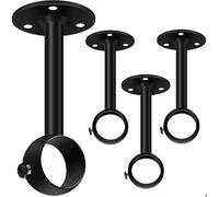Lot de 4 supports de tringle à rideau de plafond, noir - 25 mm - En métal robuste - Pour tringle de placard, penderie, support