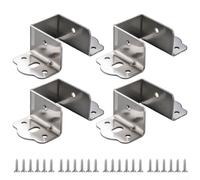 Lot de 4 supports en métal en forme de U pour la stabilité du cadre de lit en bois (argenté, 35 mm)