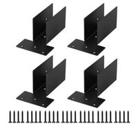 Lot de 4 supports latéraux pour pergola 2 x 4 pour montage supérieur en | Pour montage sur le dessus, convient aux poutres 2 x 4, acier carbone robuste, finition noire, ensemble de 4 pièces
