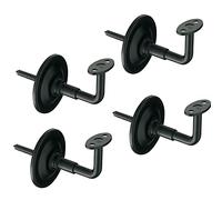 Lot de 4 supports pour main courante | Rampe d'escalier robuste et durable | Montage mural | Acier | Couleur : noir mat | Comprend : vis et chevilles