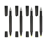 Lot de 4 surligneurs à bille pour marquer et écrire | Surligneur jaune et stylo à bille noir, construction à deux pointes, lot de 4 stylos pour contenir plusieurs stylos