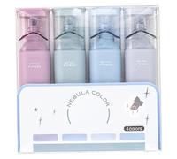 Lot de 4 surligneurs à paillettes flexibles surligneurs de couleur nébuleuse largeur trait et marqueurs à encre anti-taches stylo marqueur paillettes pour prise notes étincelantes pour journa