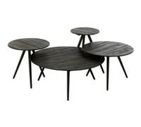 Lot de 4 Tables Basses en Bois "Teck" 70cm Noir Noir G