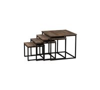 Lot de 4 tables d'appoint en teck marron, gigogne - Chehoma, Wicket - 50x50x45 cm