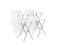 Lot de 4 tables de réception pliantes acier avec housse de protection housse en polyester blanc Gala