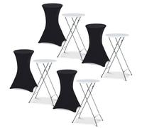 Lot De 4 Tables Hautes Pliantes 105 Cm Et 4 Housses Noires Noir