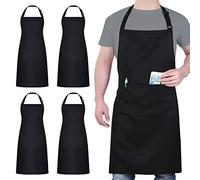 Lot de 4 tabliers de chef imperméables et réglables avec 2 poches pour homme et femme, tablier pour cuisine, pâtisserie, restaurant