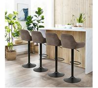 Lot de 4 Tabouret de Bar PIPIPOXER,Chaise de Bar en Velours,Réglable en Hauteur et pivotant à 360°,50x40x86-106 cm,Marron