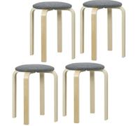 Lot de 4 tabourets 40/40/45 cm gris en bois empilables