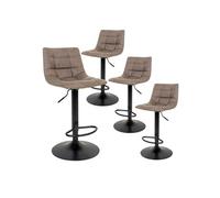 Lot de 4 Tabourets Acier et Tissu Marron Clair - MAGNUS -