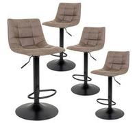 Lot de 4 Tabourets Acier et Tissu Marron Clair - MAGNUS -