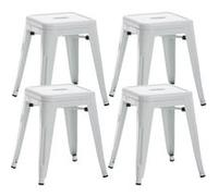 Lot de 4 tabourets au style industriel Armin , Blanc Blanc G
