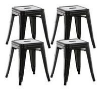 CLP Lot De 4 Tabourets Bas Armin en Métal I Sičge sans Dossier Empilable I Tabouret Bas Carré Multi Usage I Charge Max. 200 kg, Couleur:Noir