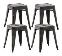 CLP Lot De 4 Tabourets Bas Armin en Métal I Siège sans Dossier Empilable I Tabouret Bas Carré Multi Usage I Charge Max. 200 kg | Couleur Noir/Or