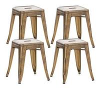 Lot de 4 tabourets au style industriel Armin , Or