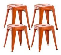 CLP Lot De 4 Tabourets Bas Armin en Métal I Sičge sans Dossier Empilable I Tabouret Bas Carré Multi Usage I Charge Max. 200 kg, Couleur:Orange