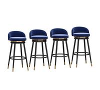 Lot de 4 tabourets de bar à hauteur de comptoir avec dossiers, chaises de pub pivotantes en velours, repose-pieds noir, capacité de 150 kg, pour salle à manger ou utilisation sur île